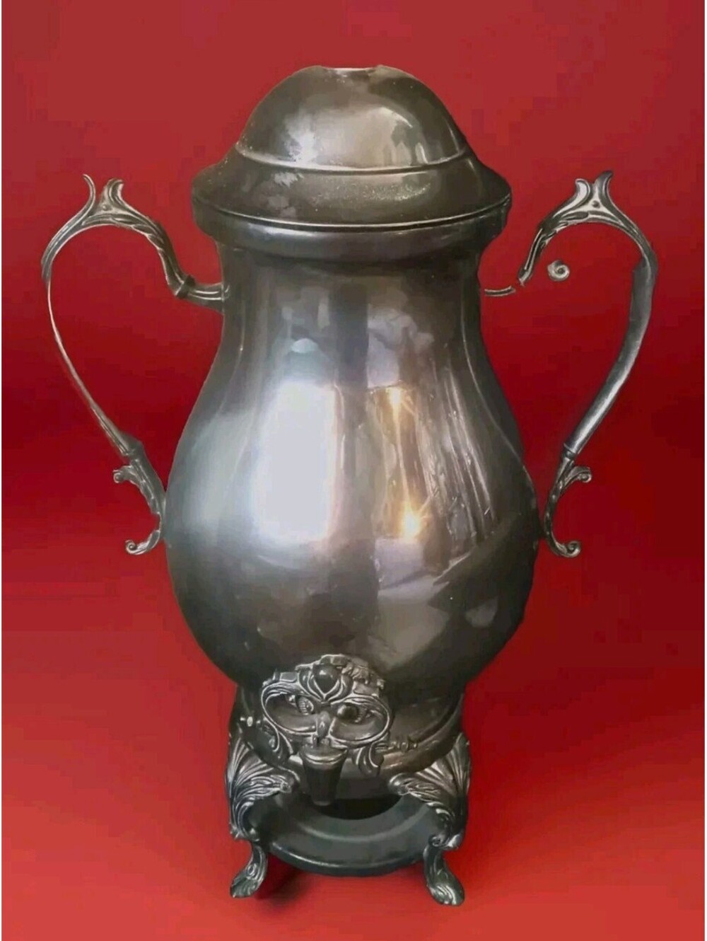 Vintage Silver plated Coffee Tea Urn Decanter Server Samovar Made in Indonesia.